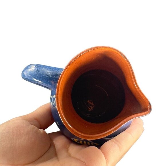 Vintage USA Folk Art RedWare Pottery Pitcher Creamer Hand Made Artist Marked VTG - Picture 7 of 14